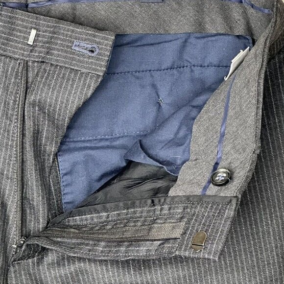 Banana Republic Mens Wool Dress Pants Classic Fit Charcoal Striped 34x33 - Picture 5 of 12